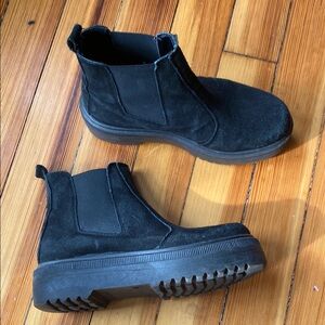Urban Outfitters black suede platform ankle booties